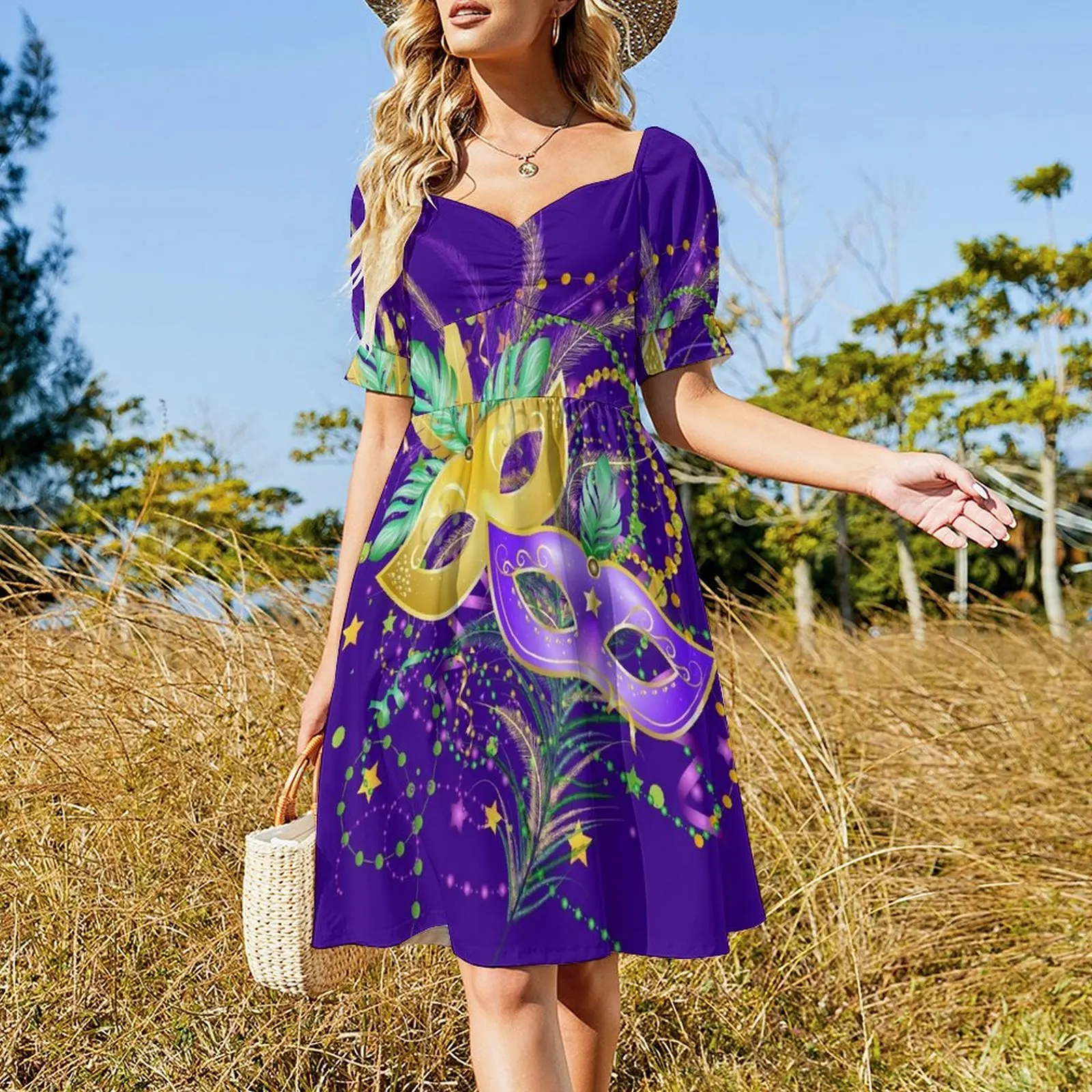 Mardi Gras Celebration Short Sleeved Dress clothing women summer 2025 birthday dress luxury evening dresses for women 2025 Dress