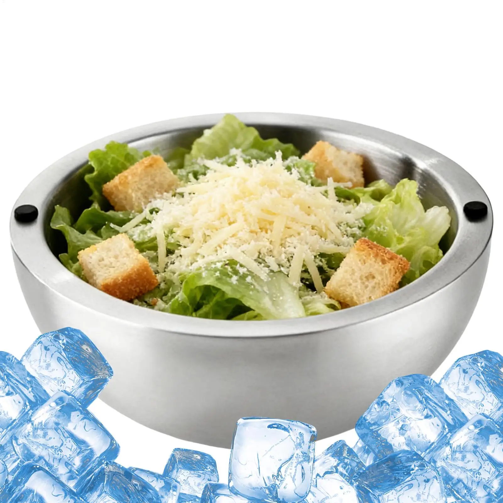 Stainless Steel Bowls Food-Grade Round Party Dish Stainless Steel Dip Chiller Bowl for Salsa Guacamole Condiments Sauces Salad