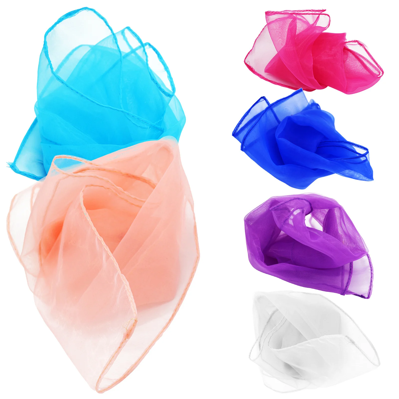 

6Pcs 60x60cm Juggling Silk Scarf for Outdoor Performance Portable Thin Square Dance Scarves Imitated Silk Comfortable Wear