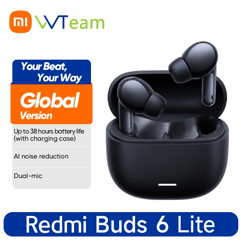 Global Version Xiaomi Redmi Buds 6 Lite Bluetooth 5.3 Earphones Enhanced Noise Cancellation Dual-mic Large Battery Hybrid ANC