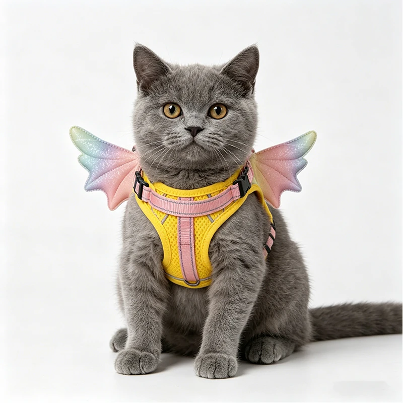 Correa de pecho con alas ángel malla suave ajustable perros y gatos - imagen 2