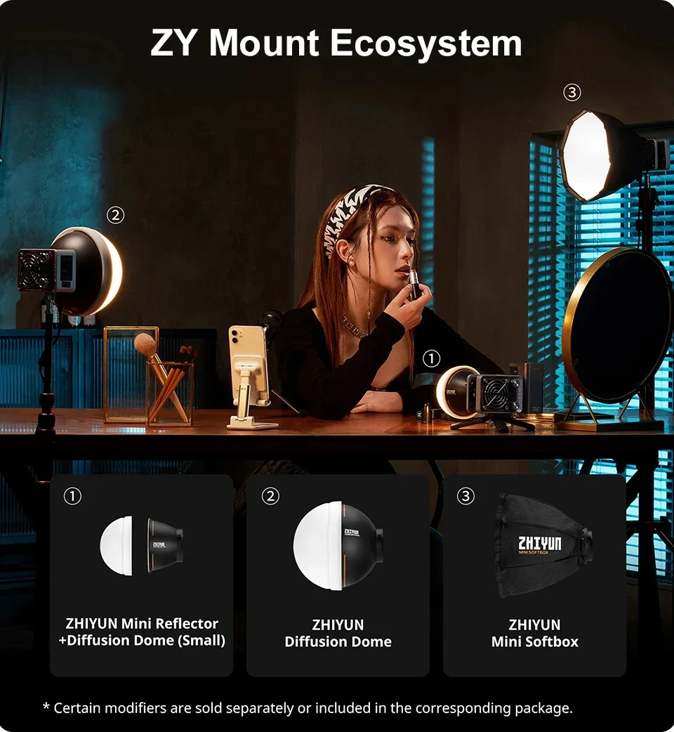 ZHIYUN MOLUS X60 X60RGB RGB 60W COB Luce video LED Luci tascabili Lampada di riempimento esterna portatile Illuminazione fotografica