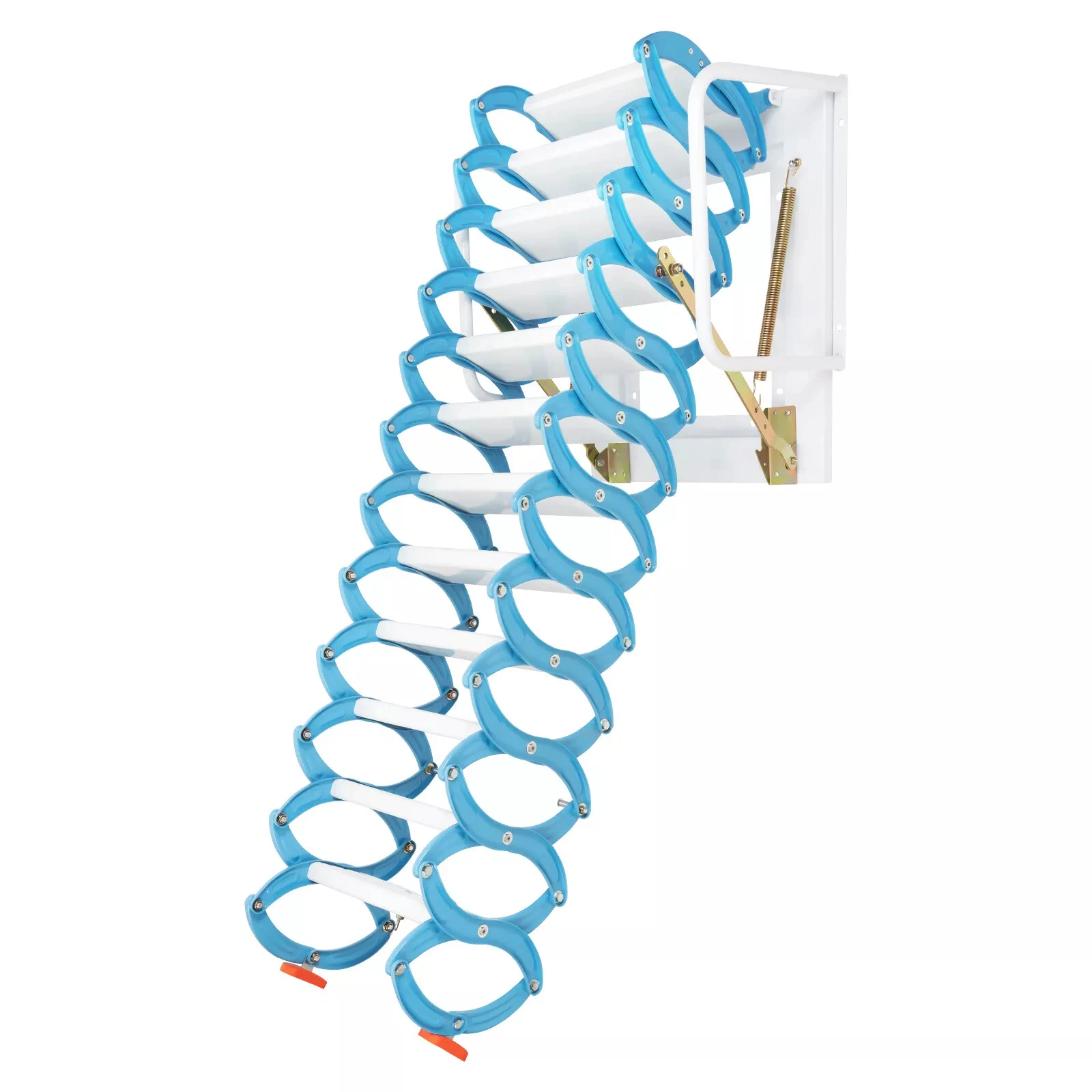 12-Step Wall-Mounted Attic Ladder: Folding Stairs with Pull-Down Design