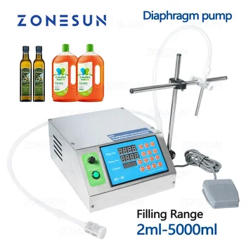 ZONESUN 전기 액체 충전 기계, 반자동 다이어프램 펌프, 음료 병, 음료 주스, 간장, 두유 포장 