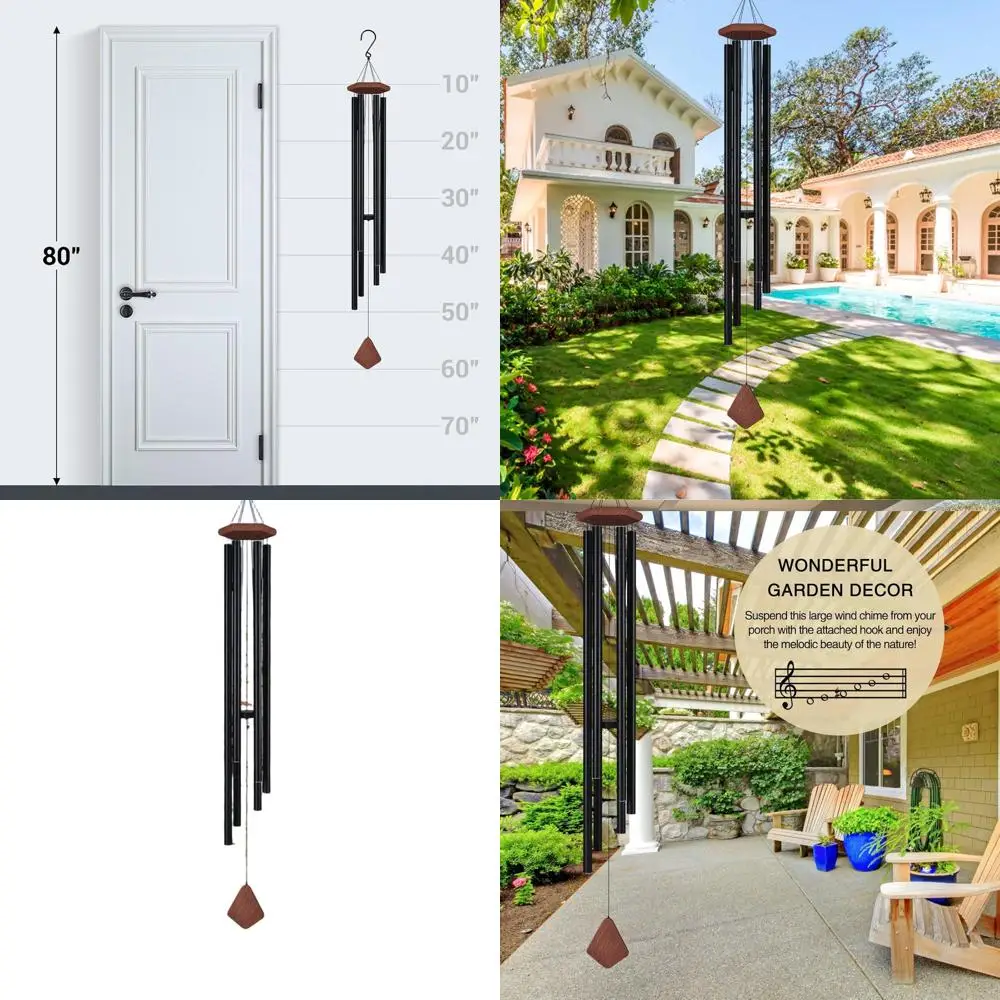 

Large Outdoor Hexagonal Wooden Wind Chimes for Deep Tones, Memorial Gifts for Loss, Suitable for Garden, Yard, Patio, and Lawn