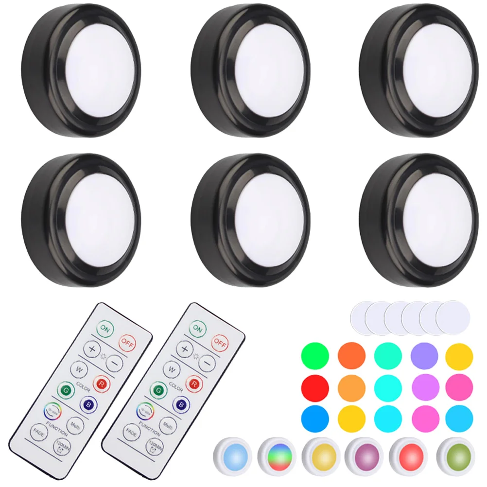 

6pcs Led Puck Lights Color Changing Stick On Lights With Remote Operated Touch Control Under Cabinet Light For Kitchen