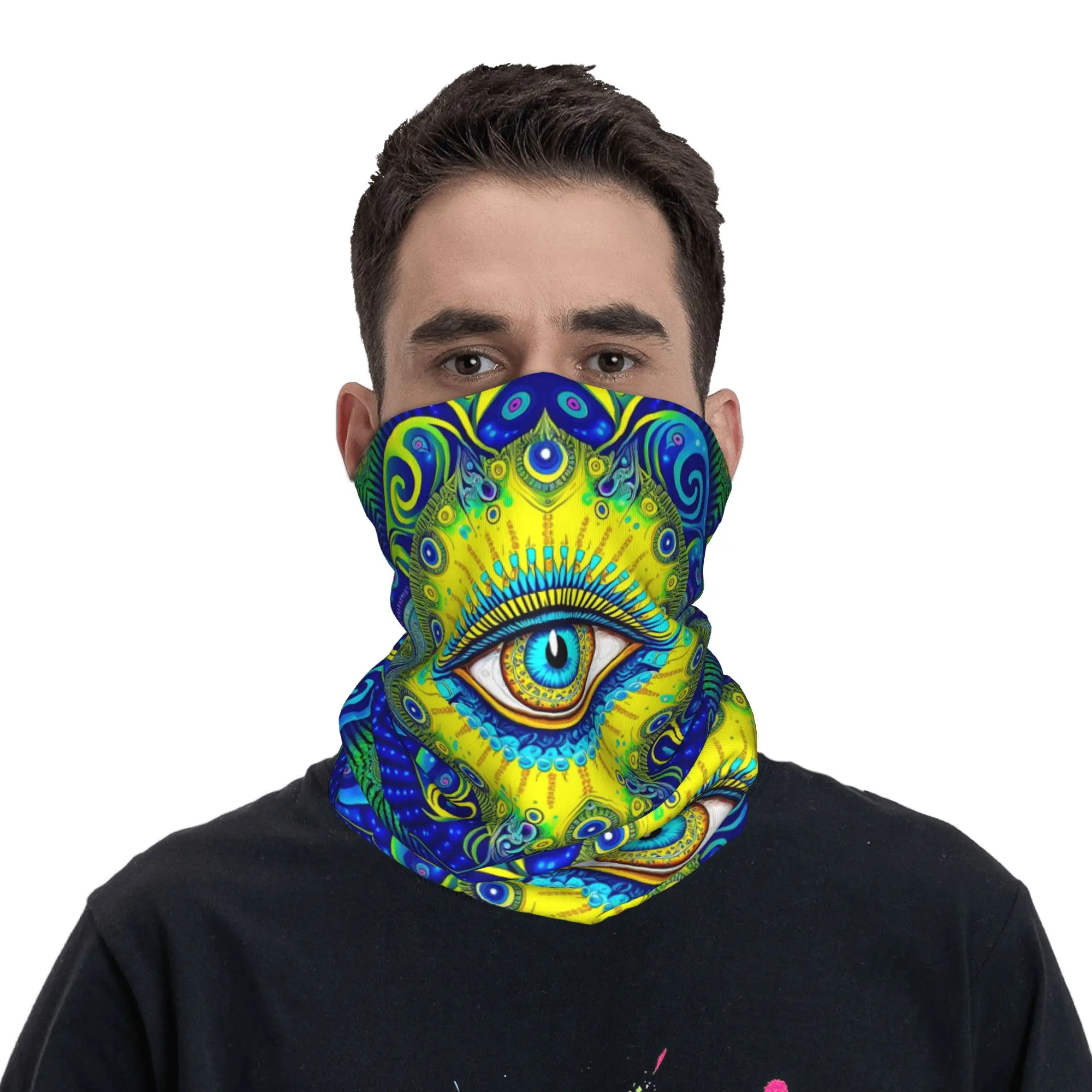 Peacock Eye Mandala Gaze Bandana Neck Gaiter Printed Wrap Mask Scarf Multifunction Headwear Cycling For Men Women Adult