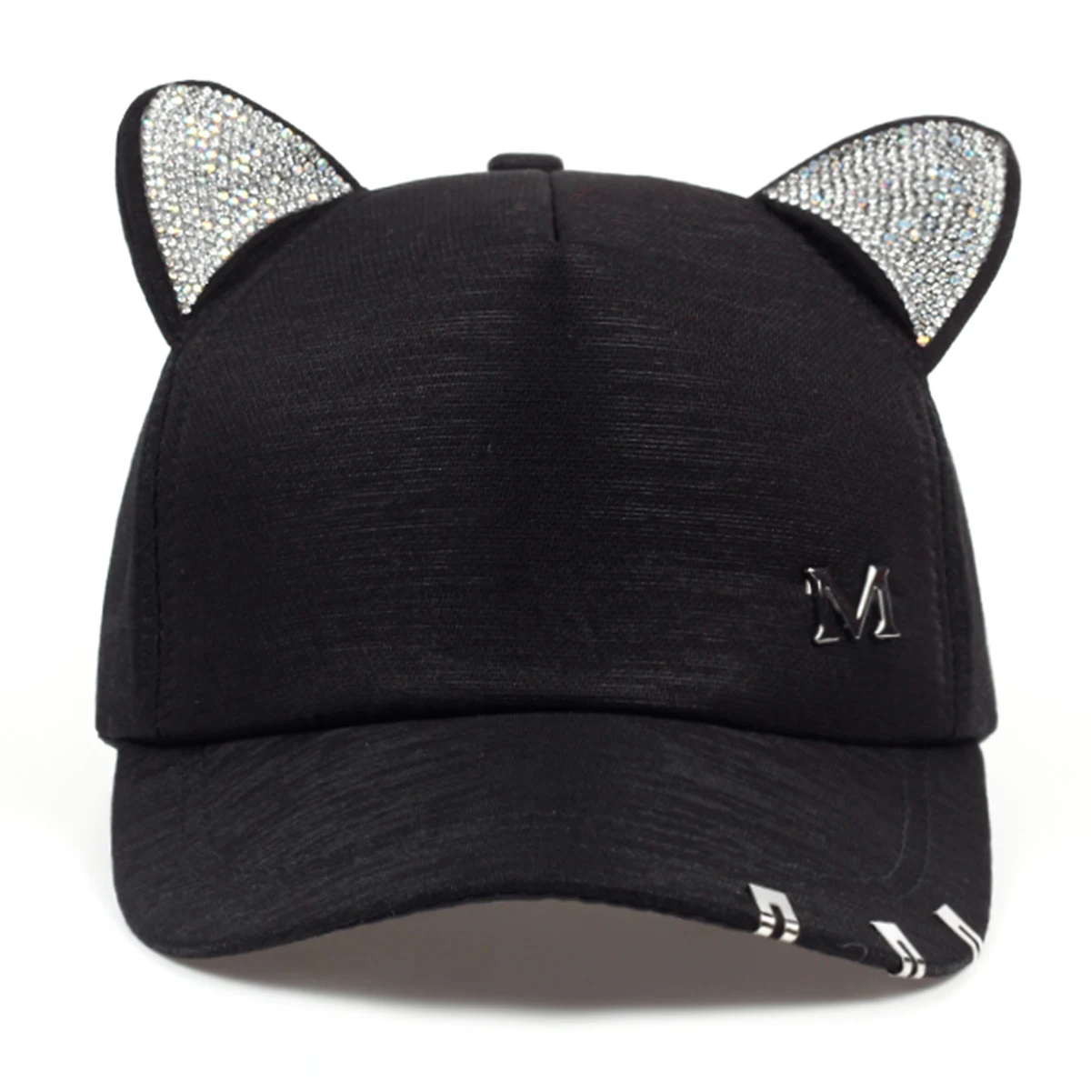 Unisex Cute Cat Ears M Label Baseball Caps Spring Autumn Outdoor Adjustable Casual Hats Sunscreen Hat