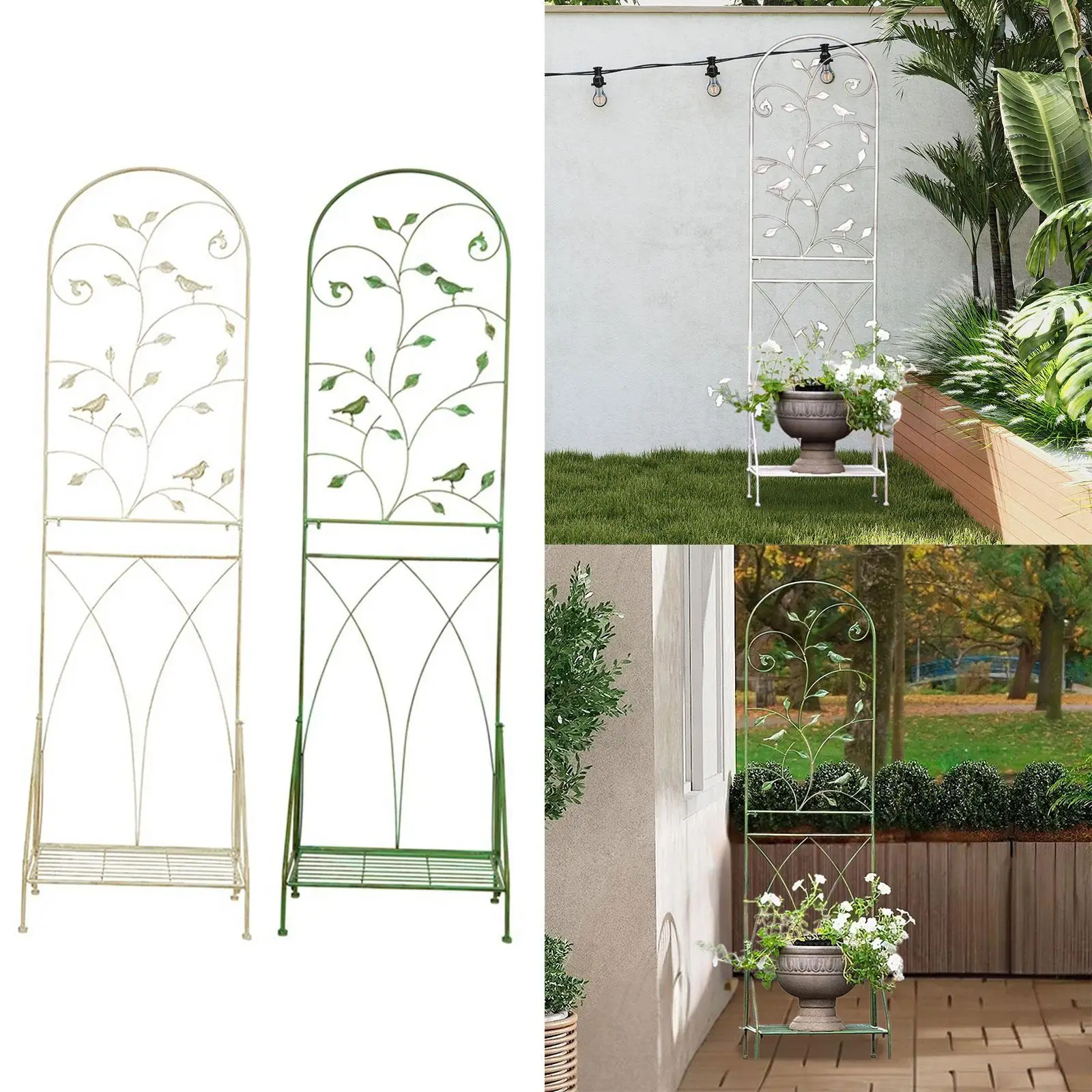 

Garden Trellis with Plant Stands Flower Pot Stand Fences Multifunctional Plants Trellis for Garden Porches Backyard Lawn Decor