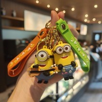 New Style Kawaii Childlike Cartoon Minion Key Chain Car Key Chain Bob Kevin Stewart School Bag Pendant Children's Birthday Gift