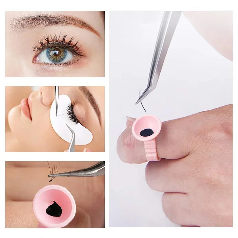 100pcs Lash Extension Glue Holder Ring Eyelash Adhesive Glue Tattoo Pigment Container Ink Pallet Holder Tattoo Ink Ring Cup