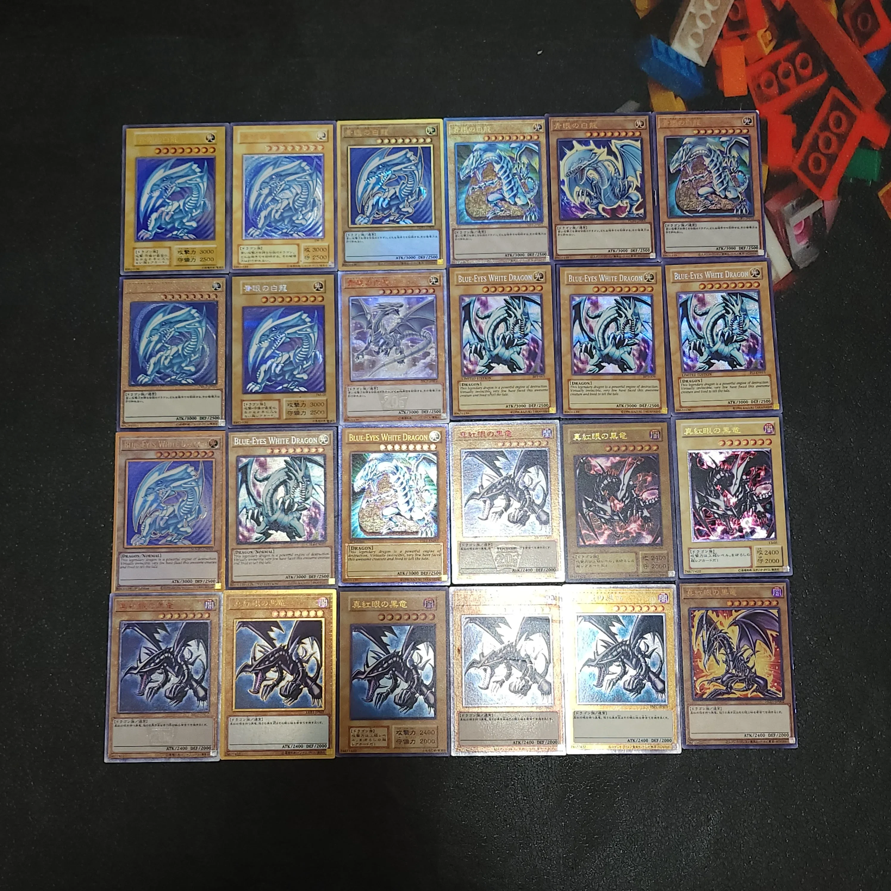 Yu-Gi-Oh-Cartes de jeu de dessin animé pour enfants, Dragon blanc, Yeux rouges, Dragon noir, Yeux bleus, Anime, Collection de jouets, Cadeau non