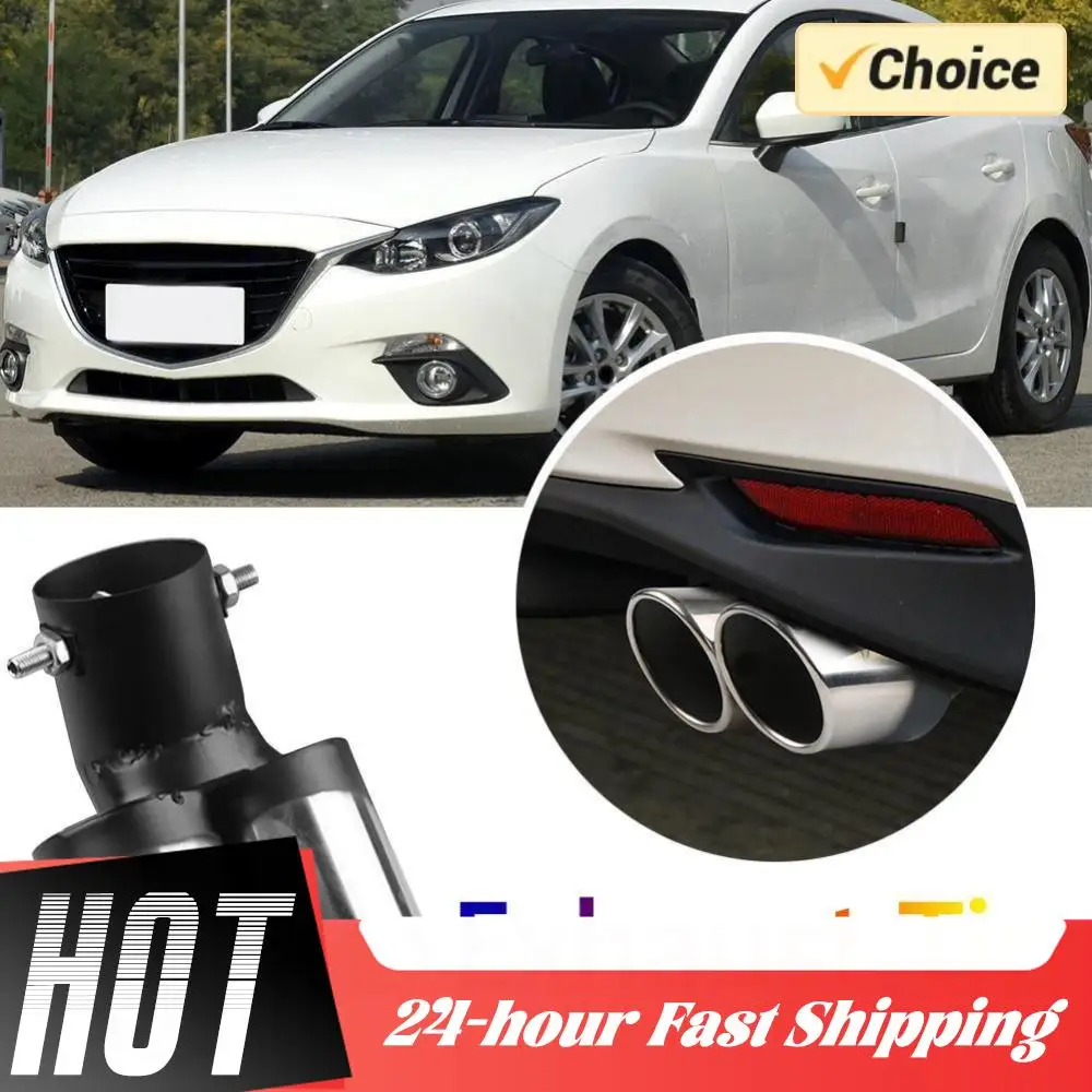 

Tail Throat Tailpipe Stainless Steel Car Oval Rear Exhaust Dual Outlet Exhaust Tailpipe Tip Car Modification Parts