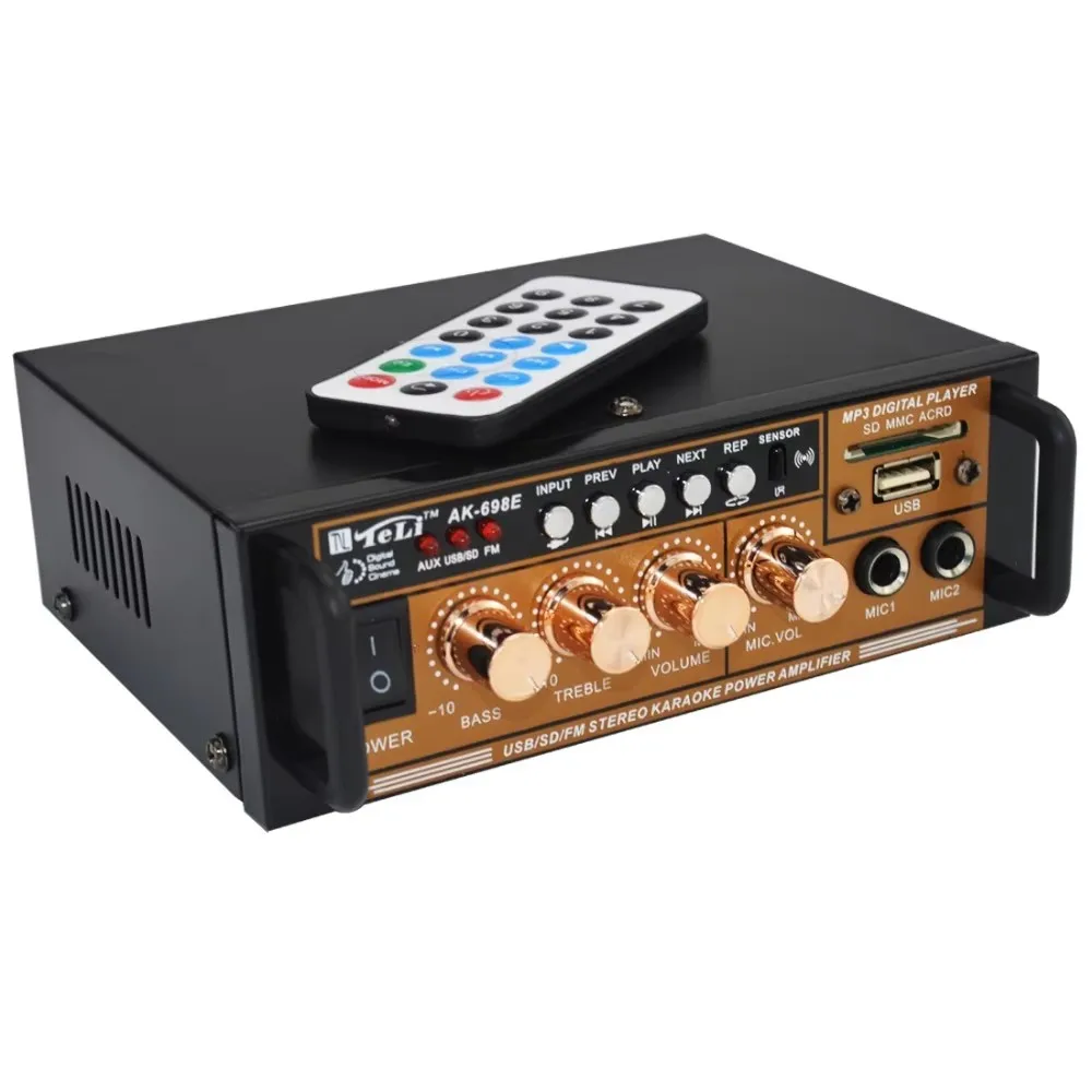 Sunbuck Mini 12V 220V 2.0 Channel 50W Power Amplifier Rumah Mobil Komputer Profesional Audio AV Amplifier