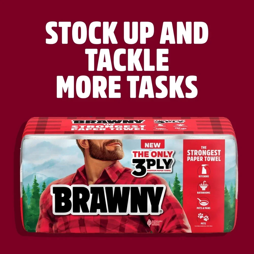 مناشف ورقية مربعة من 3 طبقات مكونة من 3 طبقات و6 لفات مزدوجة ماصة للغاية وقوة متينة وتنظيف مقاس A ومتعددة الاستخدامات وصديقة للبيئة