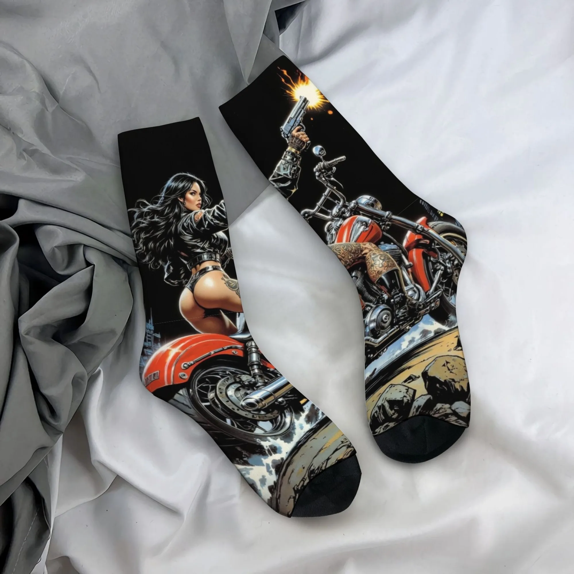 

Сексуальная девушка-рейдер, новинка, забавные мужские носки в стиле Харадзюку, сумасшедшие вечерние уличные трендовые носки в стиле хип-хоп, новинка, забавные носки Happy Crew