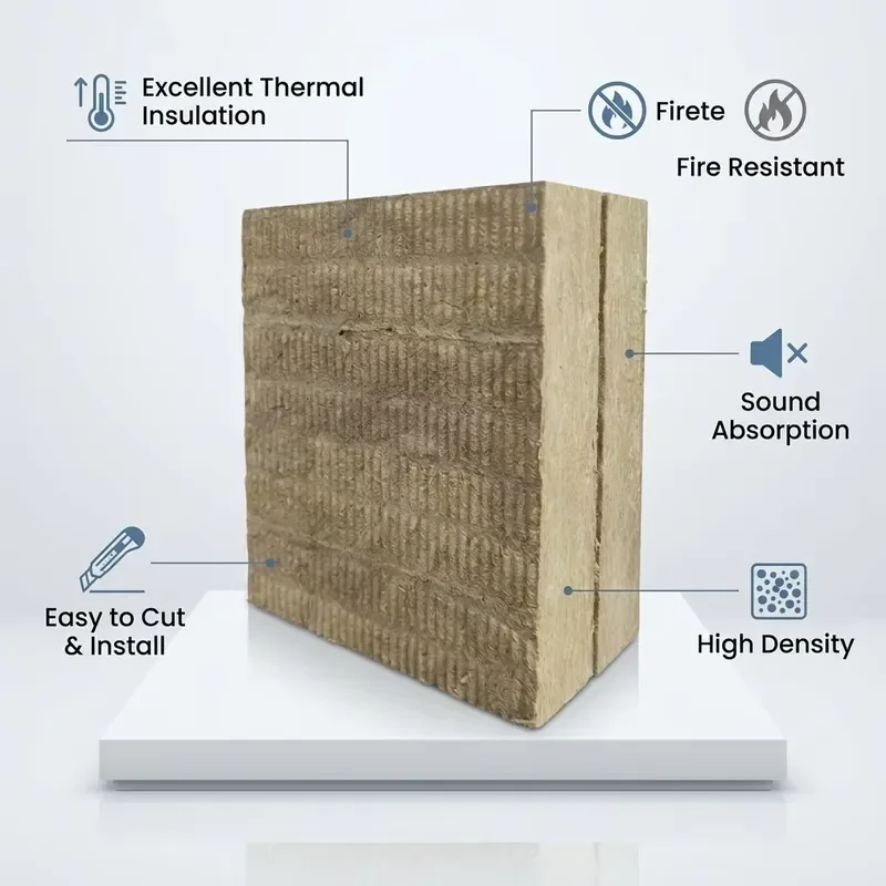 China Manufacturing Building External Wall Fireproof Thermal Insulation Rock Wool Insulation Board. Sound Insulation