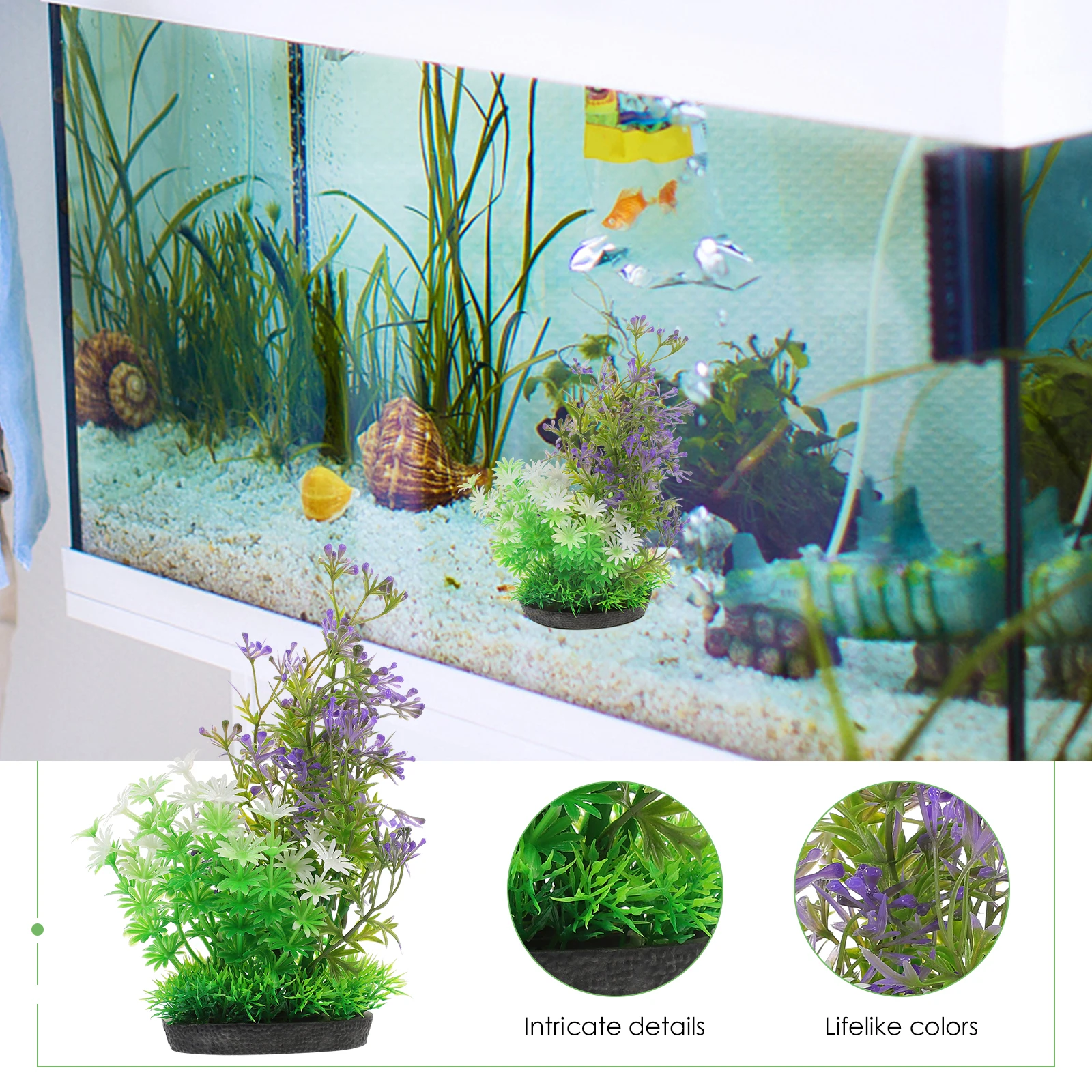 

2 Pcs Fish Tank Decor Plant Artificial Water Plants Aquarium Decoration Rock Plastic