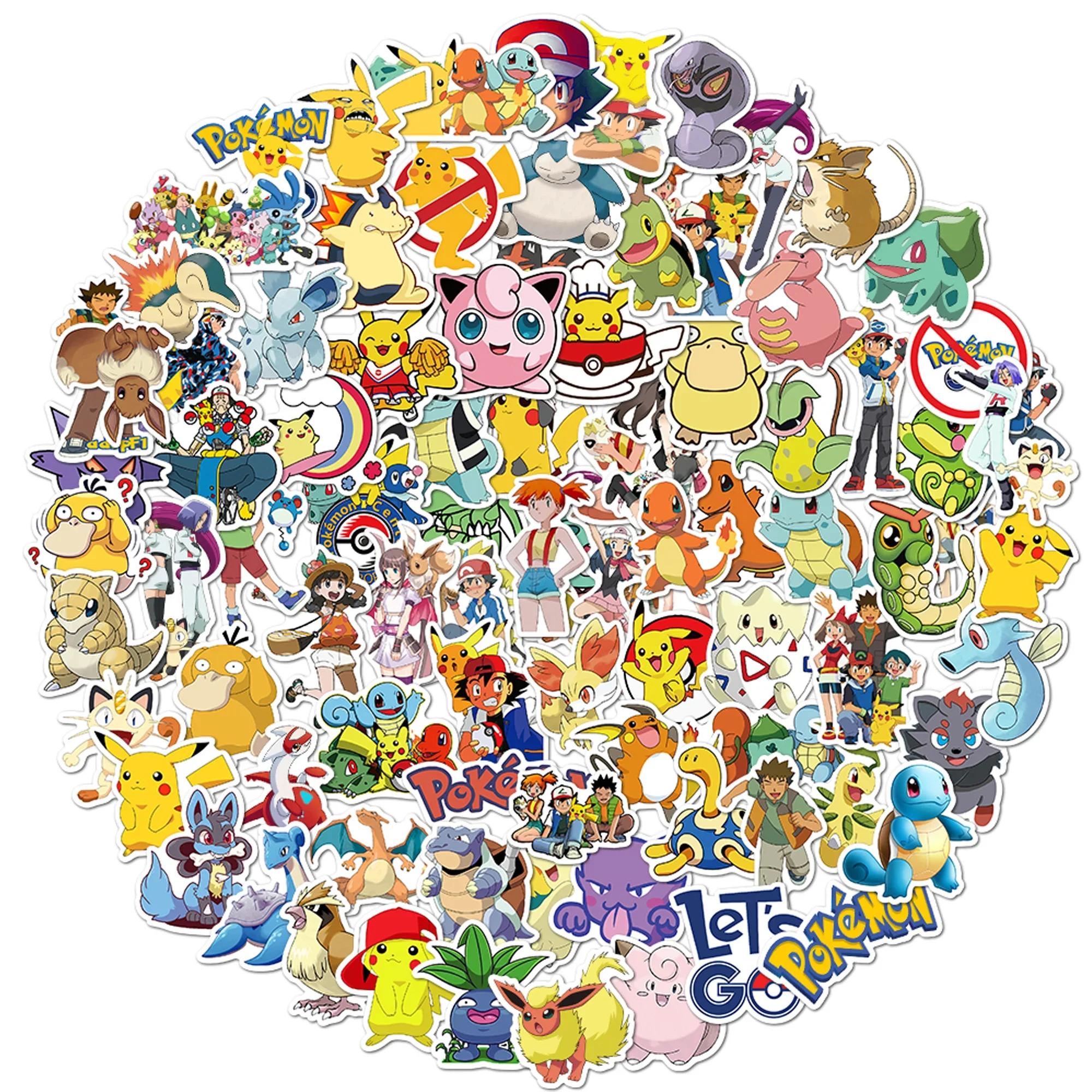 50/100Pcs Anime Cartoon Pokemon Stickers Pikachu Decals Decoration DIY Suitcase Diary Stationery Waterproof Sticker for Kids