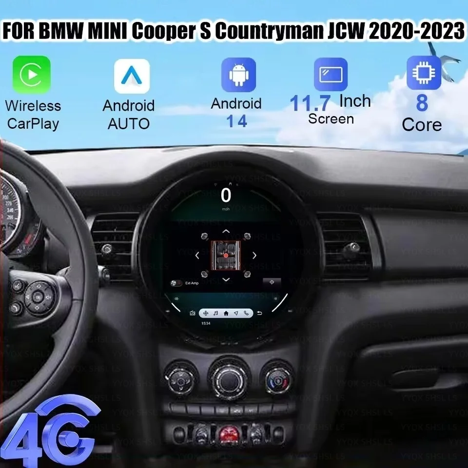 11.7 Inch Android 14 For BMW Mini 2016-2023 Car GPS Navigation CarPlay HD Touch Screen Head Unit Multimedia Player Radio Auto