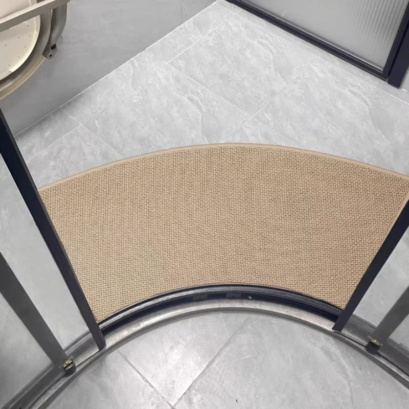 Curved Linen Bath Mat with Rubber Backing, Fast Absorbing Non Slip Bathroom Rug, Anti Mold Quick Dry Shower Door Mat