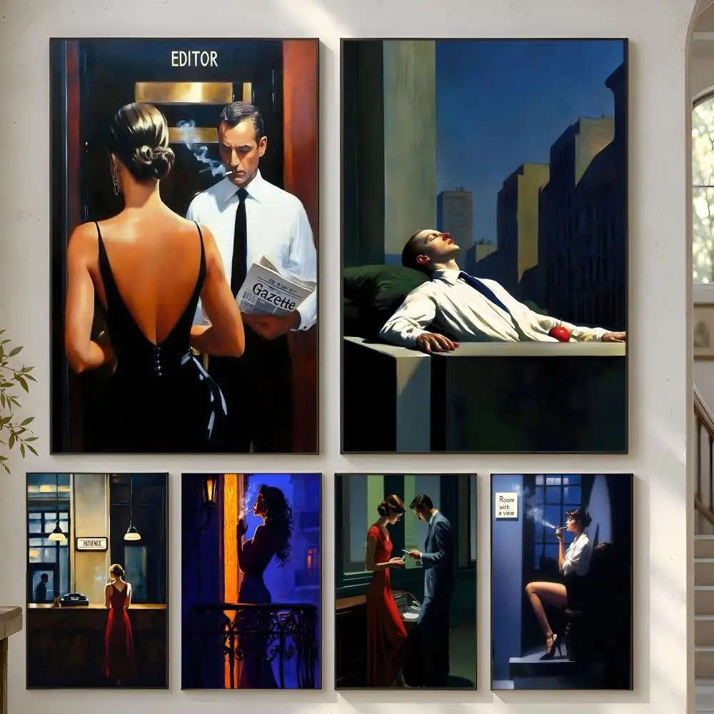 Edward Hopper City Poster Home Artwork For Living Room Bedroom Office Dorm Apartment Gift