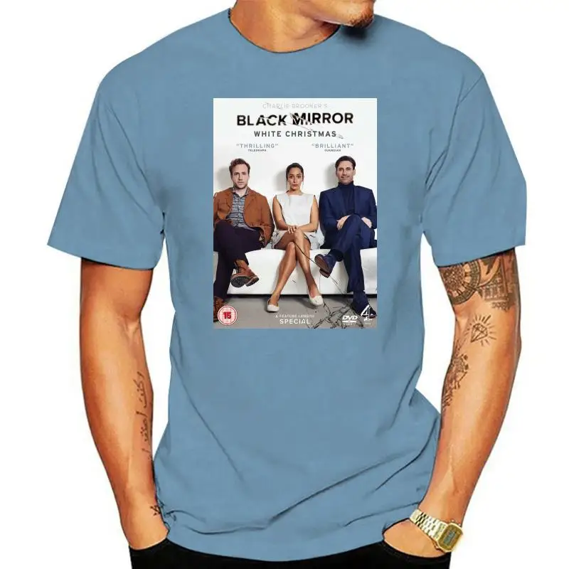 Black Mirror T Shirt Mens Short Sleeve Fashion TV Drama Print Black Mirror Wallpaper T-shirt Top Tees White Tshirt Plus Size