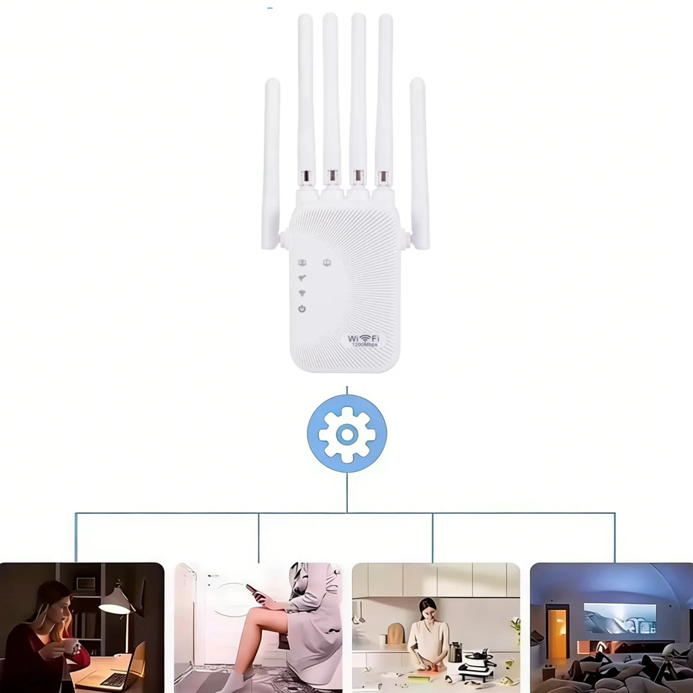 KEBIDU 1200/300Mbps Wzmacniacz Sygnału WiFi 2.4G 5G Rozszerzacz Zasięgu Sieci Bezprzewodowej Wzmacniacz Sygnału WiFi Router Wi-Fi — zdjęcie produktu 7