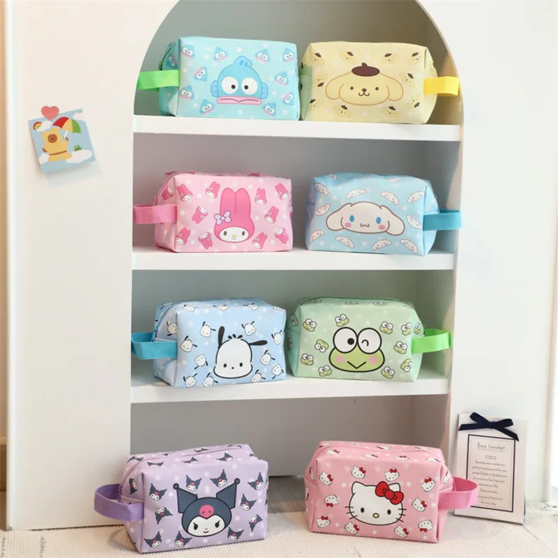 New Sanrio Hello Kitty Kawaii Woman Makeup Bag Kuromi Organizing Bag Cinnamoroll Cosmetic Box School Pencil Cases Stationery Bag