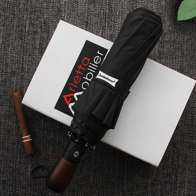 

Черный автоматический складной зонт, роскошный минималистичный дизайнерский зонт, новинка, корпорация, Paraguas, гибкий домашний сад