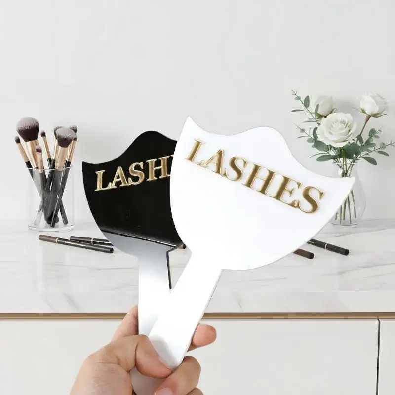 Professionele wimperverlengingsspiegel met handvat voor precisiewashing en make-up Salon Versier wimpertechnicus Foto Prop