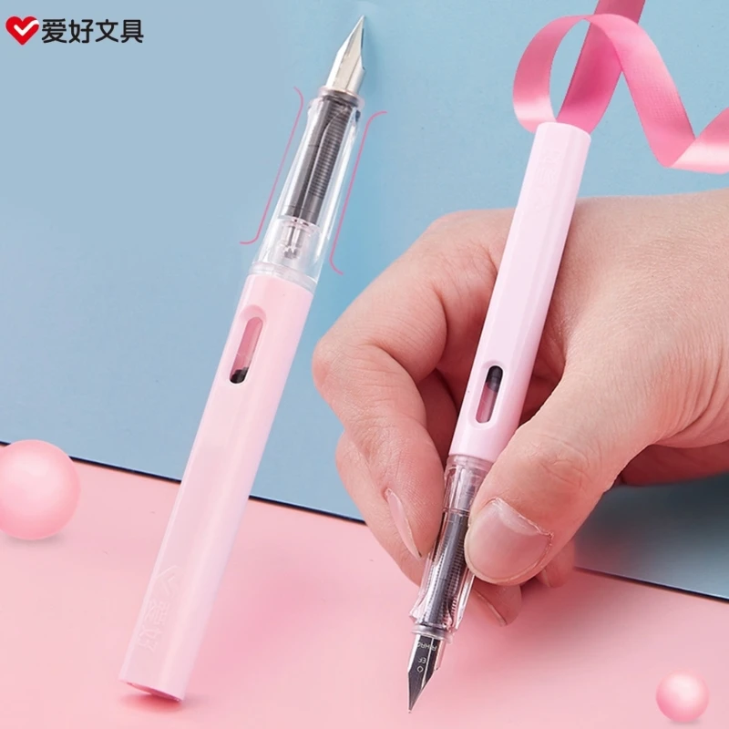 Fountain Pen Set Replacable Black EF 0.38mm Candy Color Writing Pens for Student Office School Supplies Stationery F19E