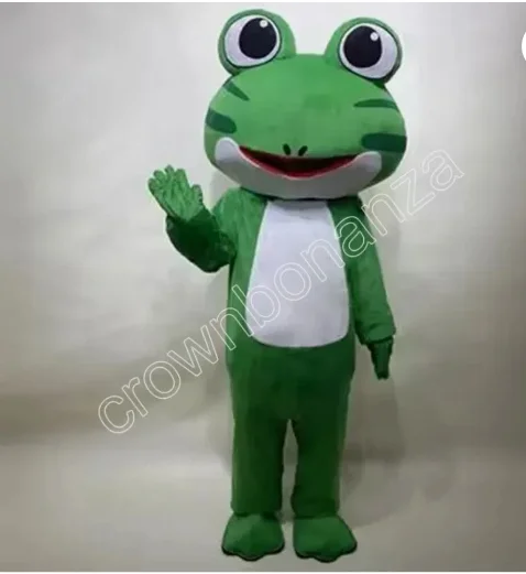 

New Adult Hot Sale Foam Cute Green Frog Cartoon Mascot Costume Plush Christmas Fancy Dress Halloween Mascot Costume