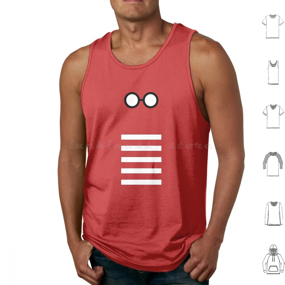 Minimalist Waldo Tank Tops Vest Sleeveless Waldo Wheres Waldo Wally Wheres Wally Red Stripes Minimalist Humour Funny Cute