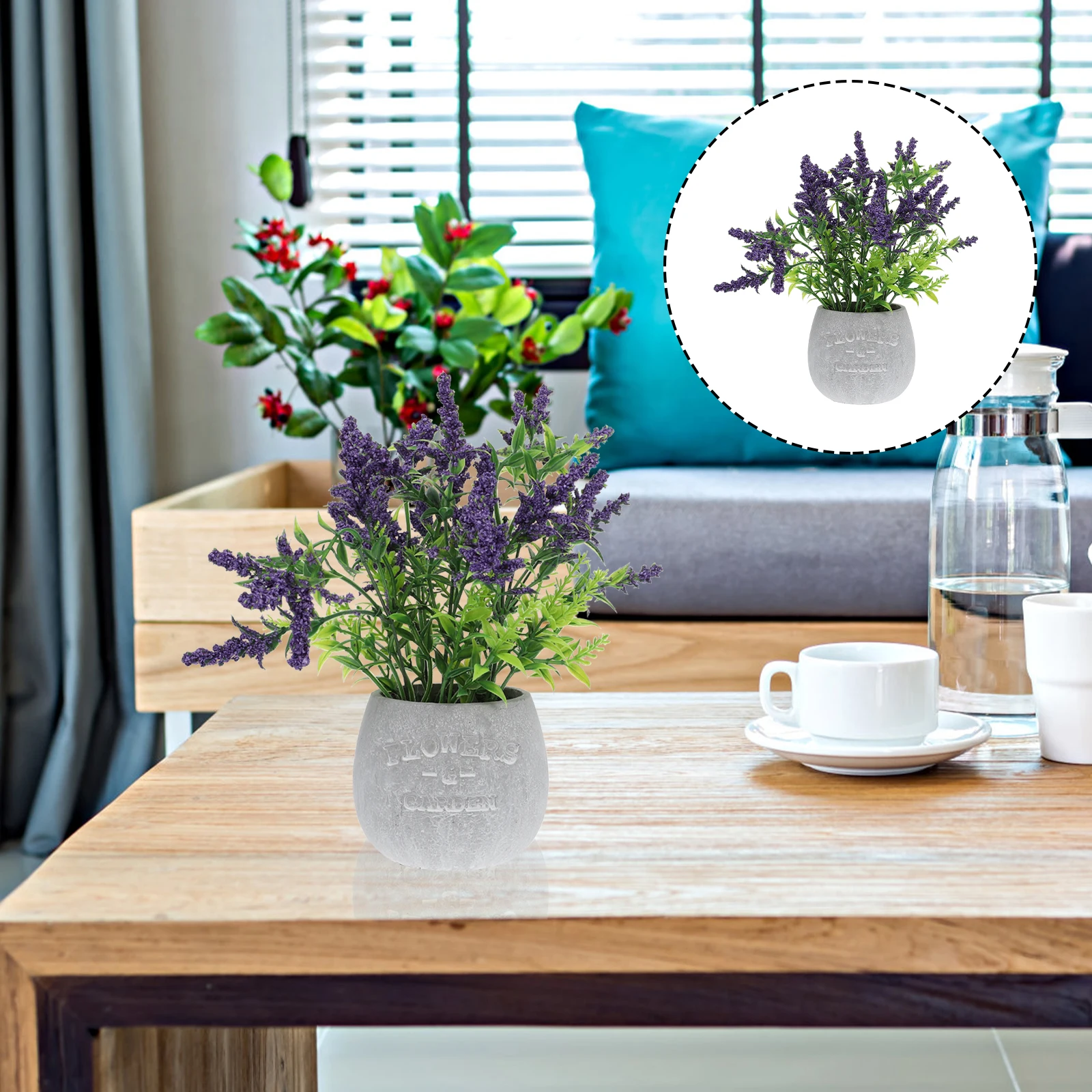 

Simulated Lavender Potted Plant High Quality Material Practical Long Lasting Artificial Bonsai Desktop Decor Bedroom