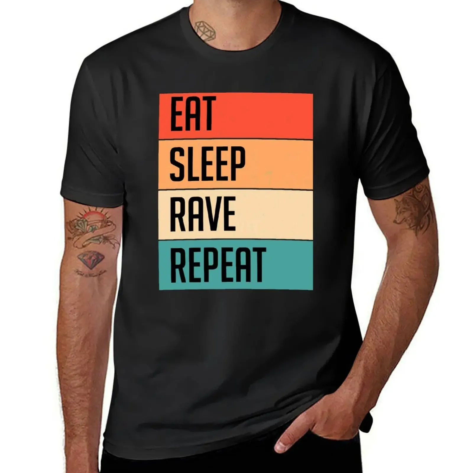 

Футболка eat sleep rave repeat, аниме Дизайнерские рубашки, мужская тренировочная рубашка