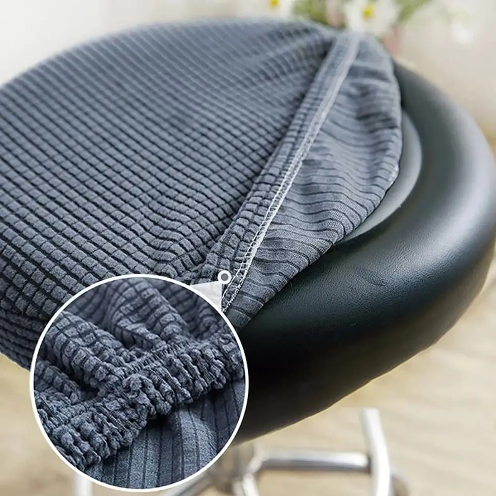 Soft Solid Color Bar Stool Cover Elastic Thickened Seat Chair Slipcover Stretchable Washable Round Chair Cover