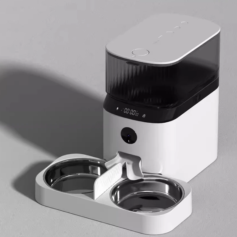 

Pet Smart Double Basin Automatic Feeder Cat Dog Food Timed Quantitative Double Bowl Feeder