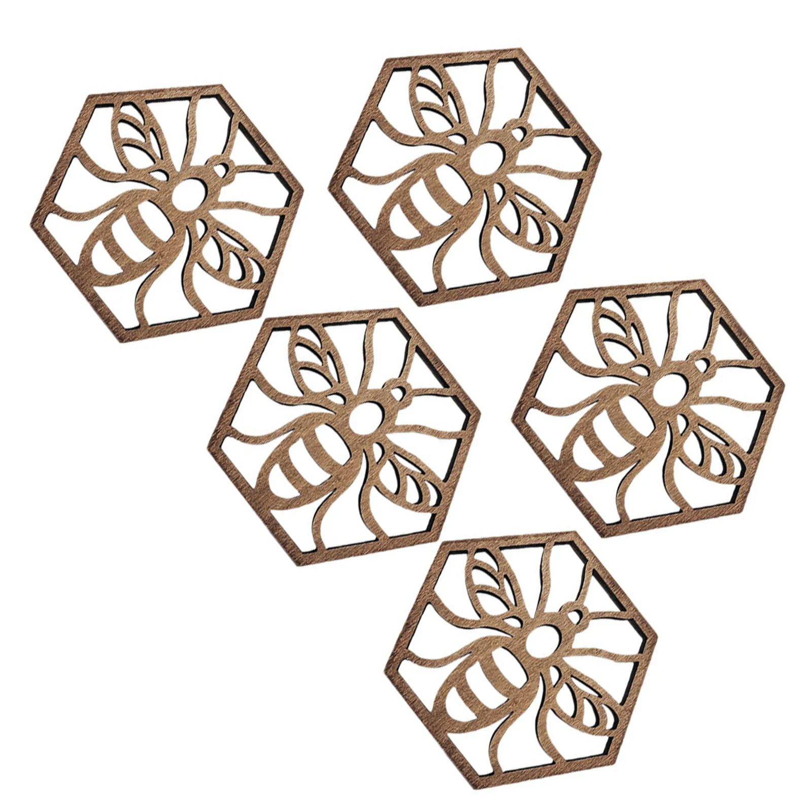 

5Pcs Wooden Coasters High Quality Tableware Placemat Heatproof Design Home Coaster Dining Wooden Coaster