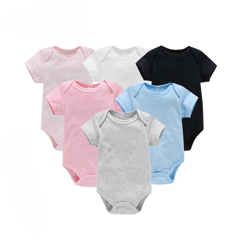 

Rindu Cross border baby plain color newborn clothes solid color jumpsuit for men and women, baby short summer crawling