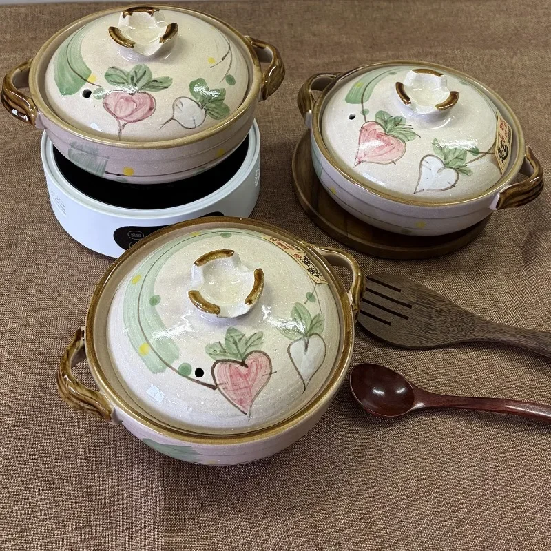 Korean Creative Clay Pot Cartoon Lid Ceramic Casserole High-temperature Resistant Open Flame Cookware Kitchen Cooking Supplies