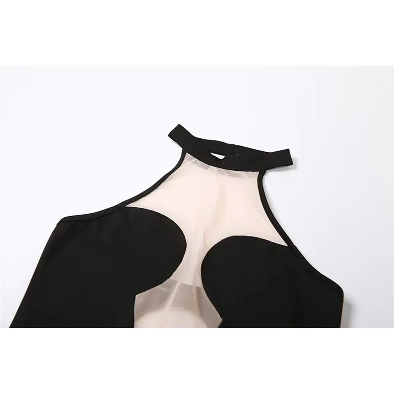 Sexy One-Pieces Women Bikini set Fashion Mesh Patchwork See Through Halter Lace Up costume da bagno Push Up costume da bagno Beachwear