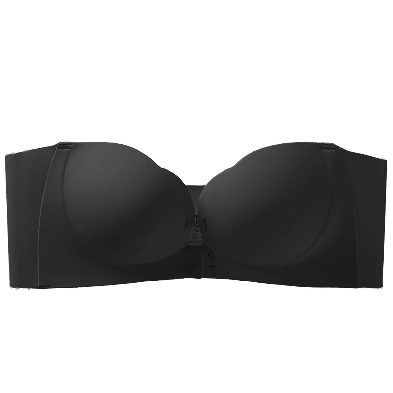 Drahtloser trägerloser BH für Damen, doppelte Vorderverschlüsse, 6-Punkt-Antirutsch, 3-stufiger 3D-geformter Blütenblatt-Design, tiefer V-Ausschnitt, nahtloser Multiway-Pushup-BH, 1 Stück