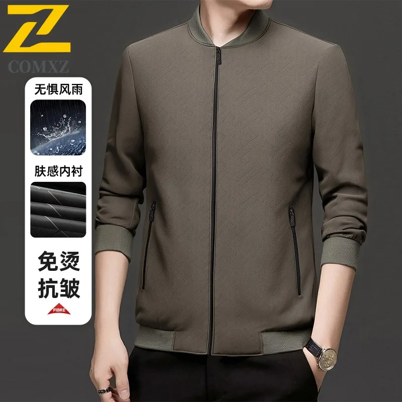 

COMXZ Мужская однотонная куртка среднего возраста, осенне-зимнее пальто для папы, воротник-стойка, тонкая мужская одежда для пожилых людей, топ для дедушки