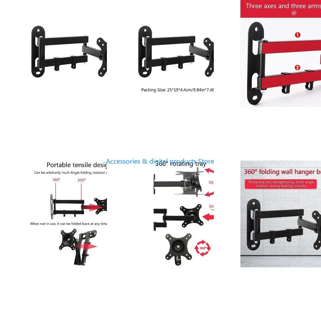 77JD Full Motion Adjustable Articulating for Echo Show 15 LED LCD Monitor Wall Mount