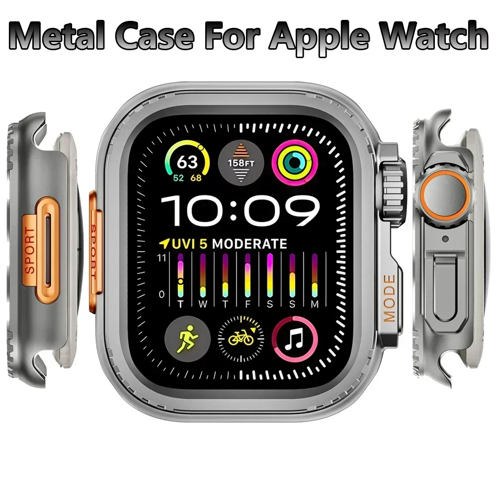 Cubierta de Metal para Apple Watch Ultra 1, 2, 49mm, 45mm, carcasa de Metal para IWatch Series 10, 46mm, 9, 8, 7, 6, 5, 4, 3 SE, Protector de marco