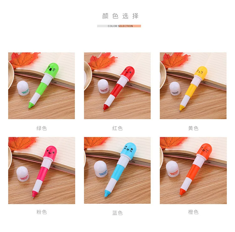 

100PCS Creative Pill Pen Student Stationery Ballpoint Pen Pill Capsule Styling Telescopic Pen Fun Prizes