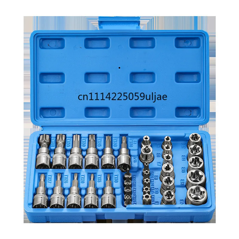 Professional 34Pc E-Type Torx Bit Set Quick Release Socket & Allen Key Kit for Automotive And Home Repair
