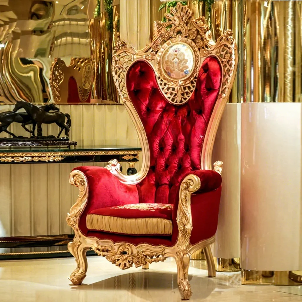#European Style Velvet French Princess High Back Single Sofa Chair Living Room Apartment Wedding Event Dining Durable