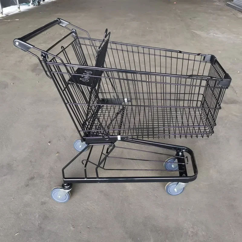 Supermarket Shopping Cart Large Capacity Trolley for Storing Goods Heavy Duty Foldable Grocery Basket with Wheels